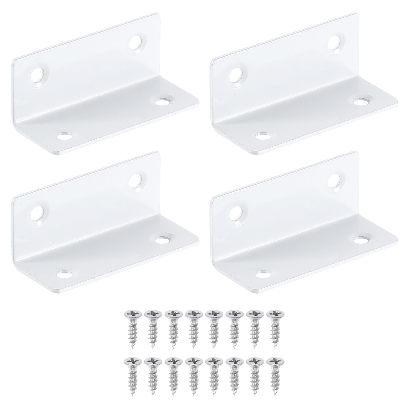 Support d'angle en L compact 25x25x60mm blanc pour panneau de bois épais