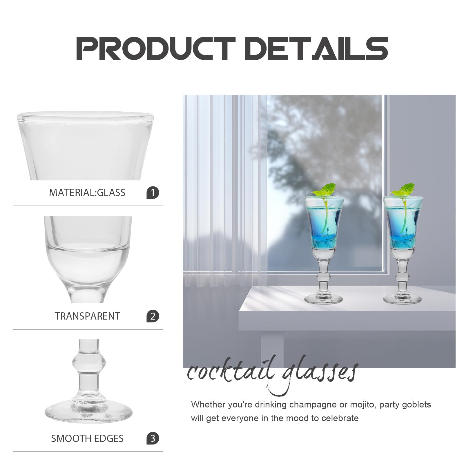 Beaupretty 6 Copas de Champán de Cristal Transparentes para Fiestas, Bodas y Cócteles, Flautas para Vino y Licor, Vidrio Resistente para Uso Doméstico y Profesional, Set de 6 Unidades