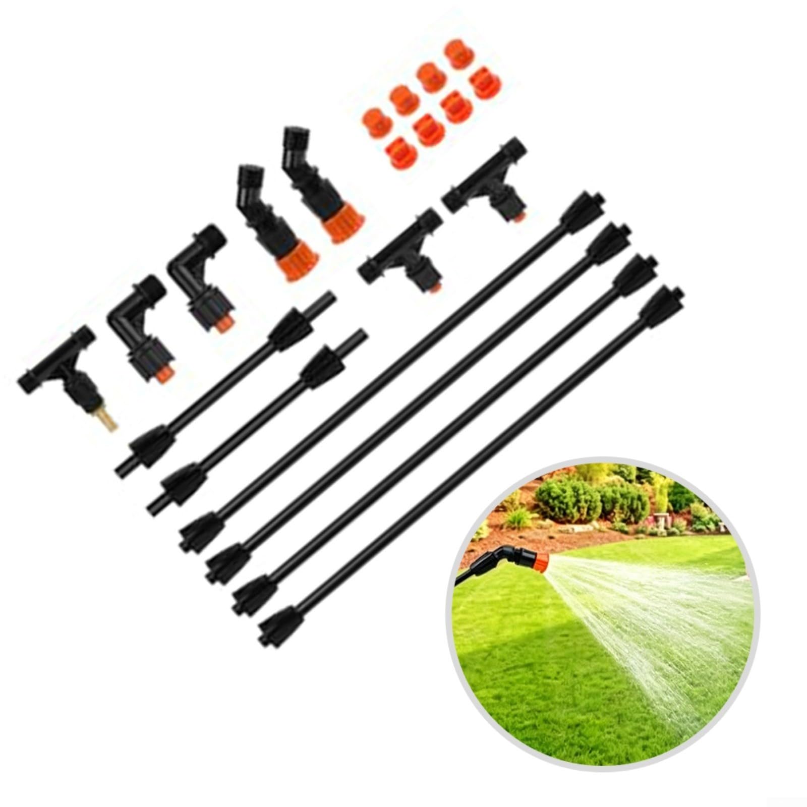 Barra de jardín de 4 boquillas con conector de latón de 1/4 pulgadas y varillas de polipropileno reforzado para mochila y tanque pulverizadores para campo grande