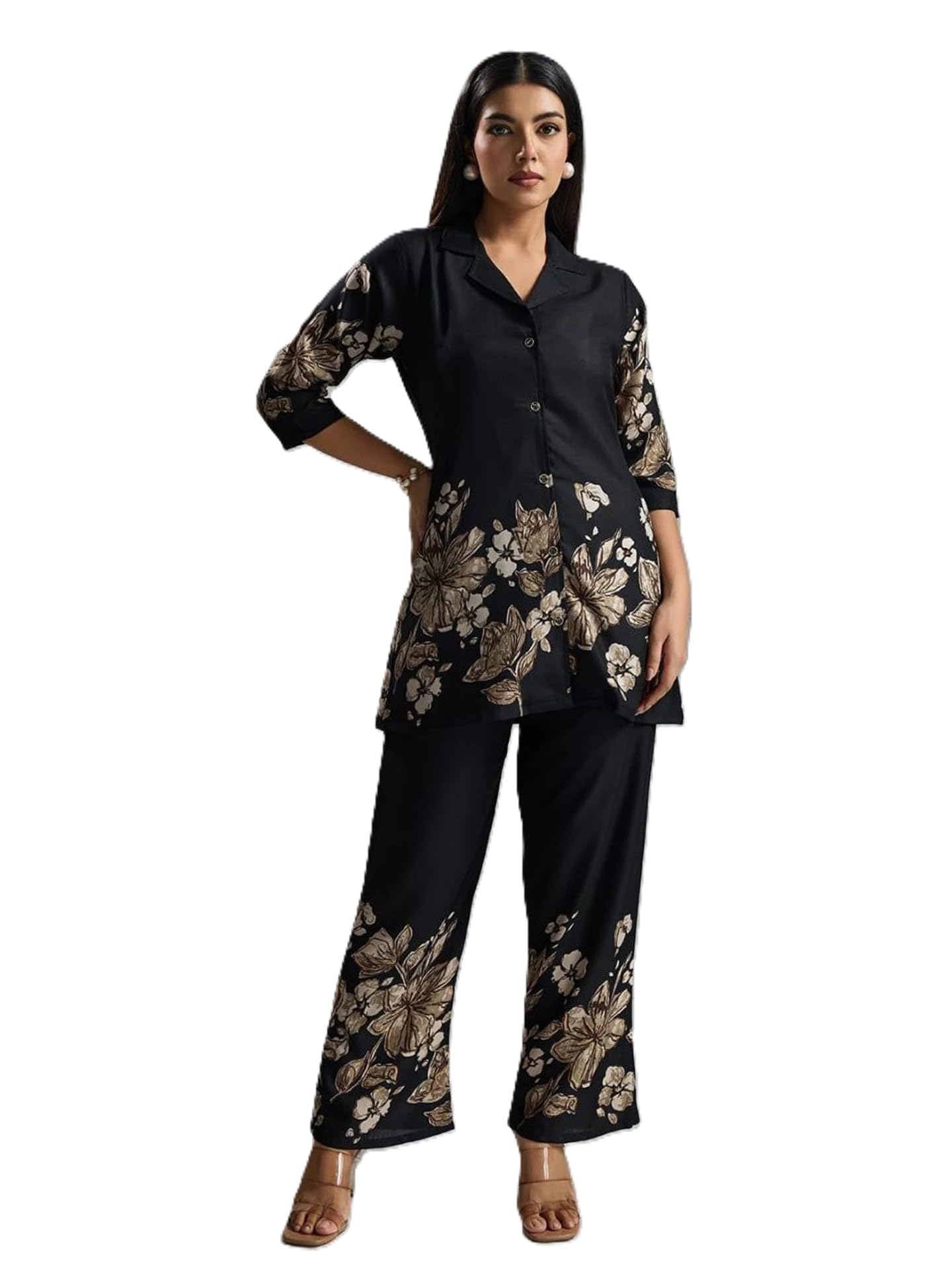 Women's cotton Floral Printed Co-ord Set, & Bell Bottom Trousers, Indo-Western for Women & Girls-image-47