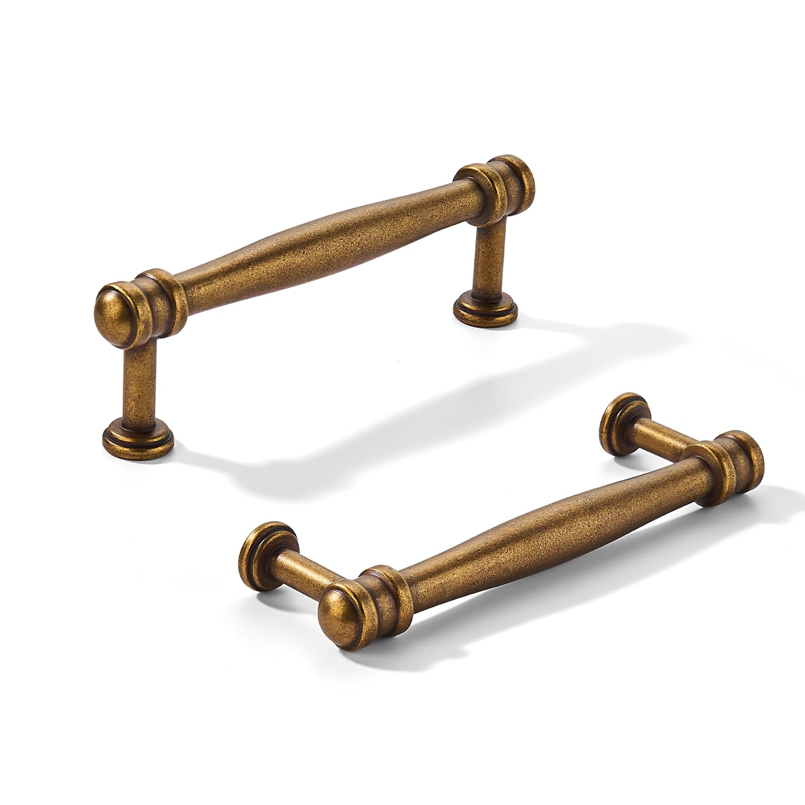 KHTUMEWARE 10 Pack 3-1/2inch(89mm) hole center cabinet pulls Honey Bronze Solid Heavy-Duty Tradition kitchen cabinet handle Cabinet hardware for dressing table bathroom pull image