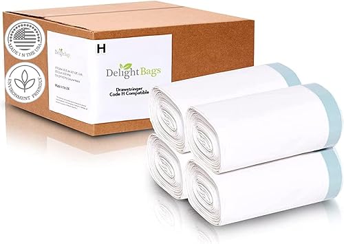 Bolsas de basura compatibles con Simplehuman Code H, 200 unidades, ecológicas, con cordón blanco, fabricadas en los Estados Unidos con un 70% de