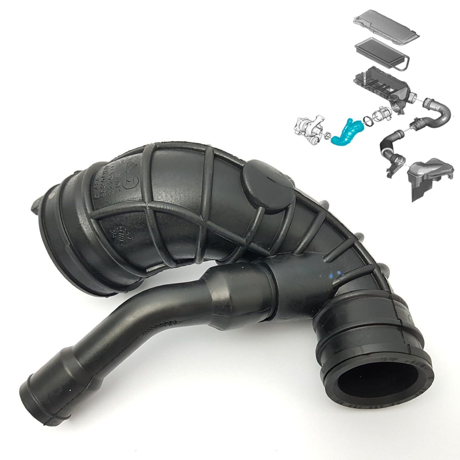 Tubo di Turbo Tubo d'aria Intercooler compatibile per Citroën C1 C2 C3 Nemo Xsara Ford Fiesta Fusion Peugeot 1007 107 206 207 307 Bipper Toyota Aygo motorizzazione 1.4 HDi TDCi 1434F6 143413 1148084