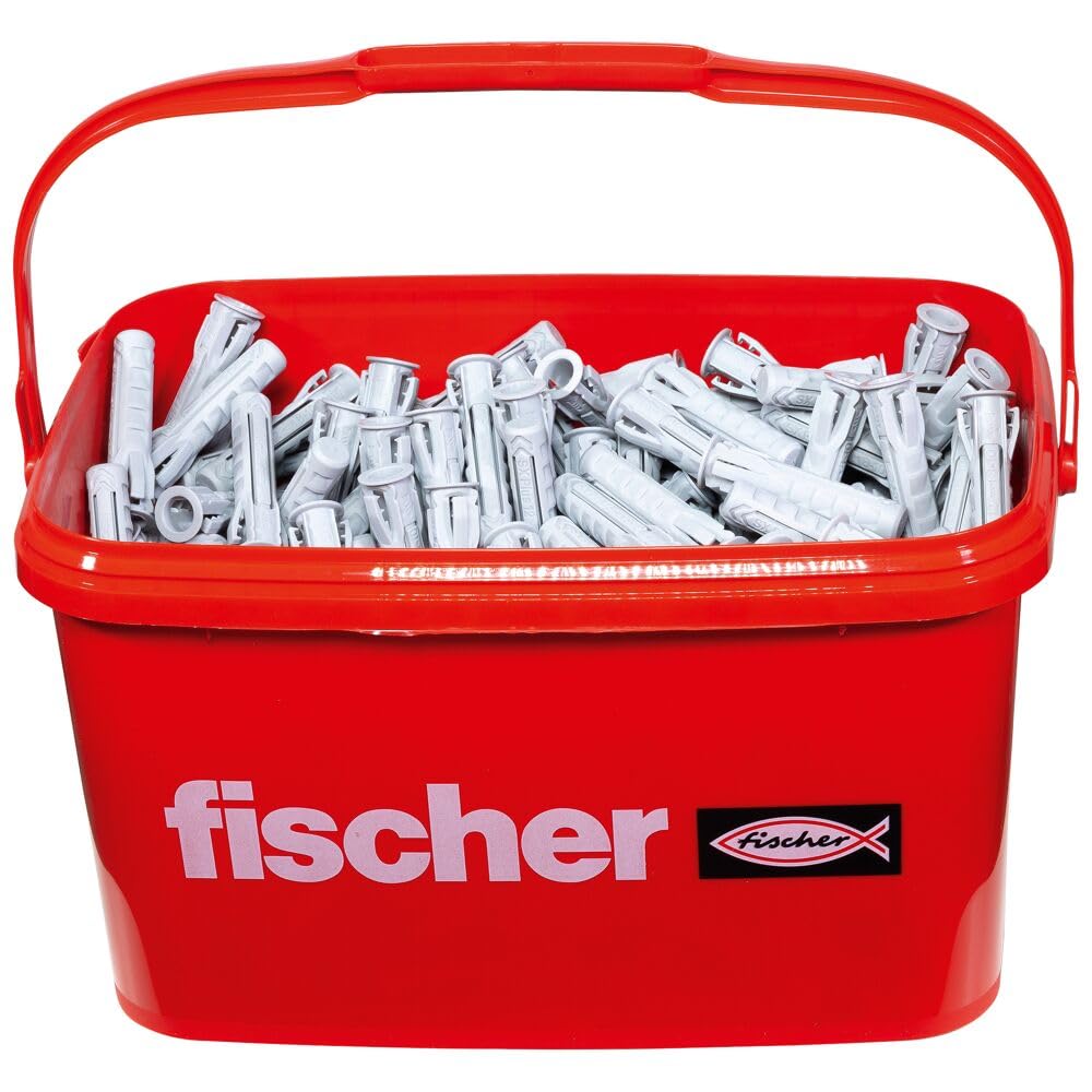 fischer Kołek rozporowy SX Plus 12 x 60, praktyczne wiadro z 350 kołkami nylonowymi, kołki rozporowe zapewniające optymalną przyczepność w przypadku mocowań w betonie, cegle pełnej, betonie porowatym,