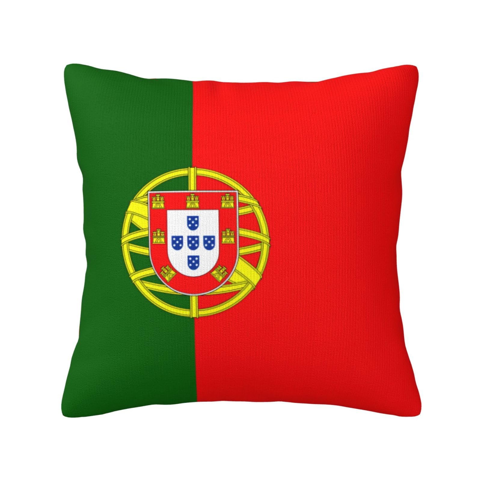 Portuguese flag Print Decorative Throw Pillow Covers for Sofa, Outdoor and World Cup Celebrations