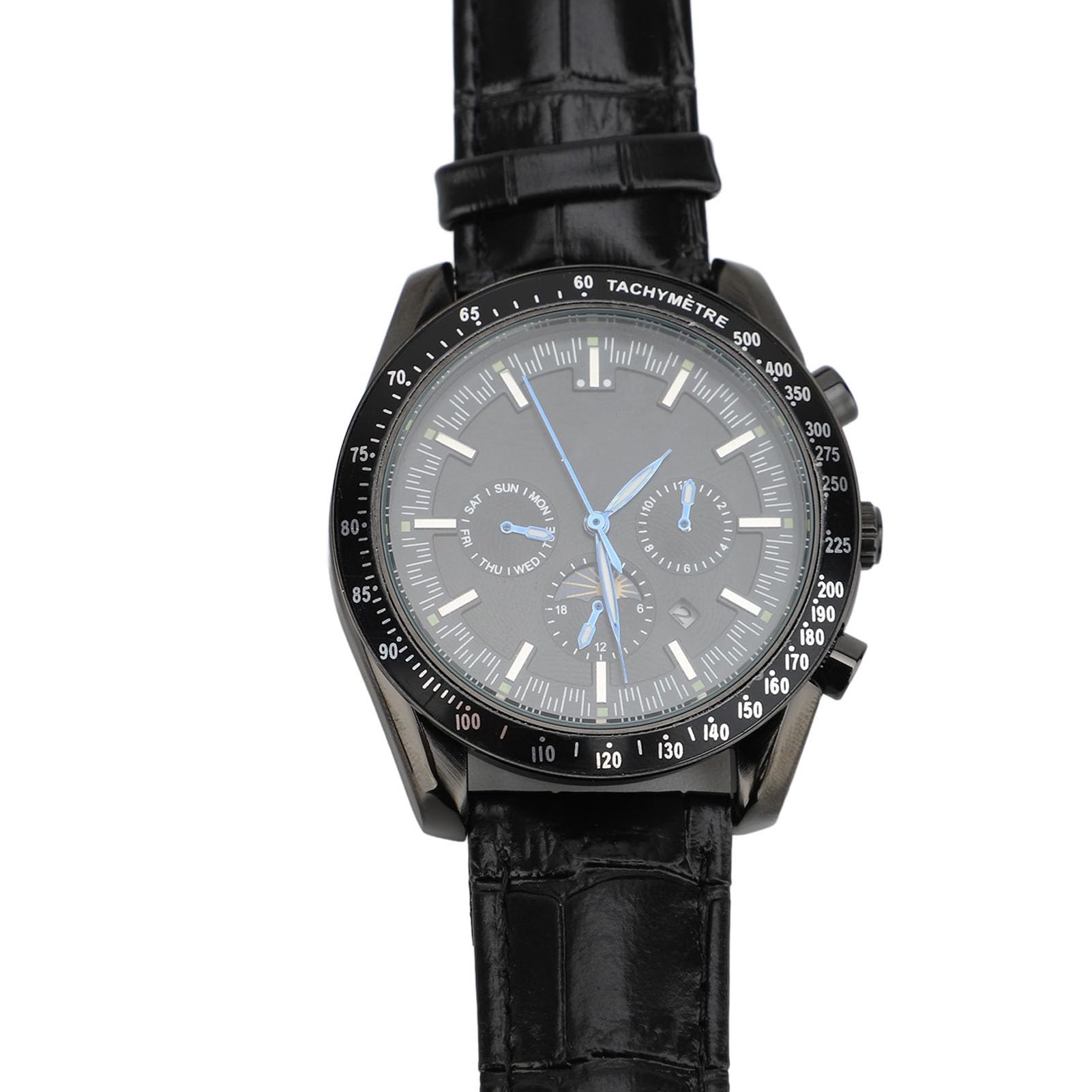 TOPINCN Reloj Mecánico Automático para Hombre, Cronógrafo de Lujo, Fase Lunar, Cuerda Automática para Negocios, Correa de Cuero PU de Acero Inoxidable, 45mm