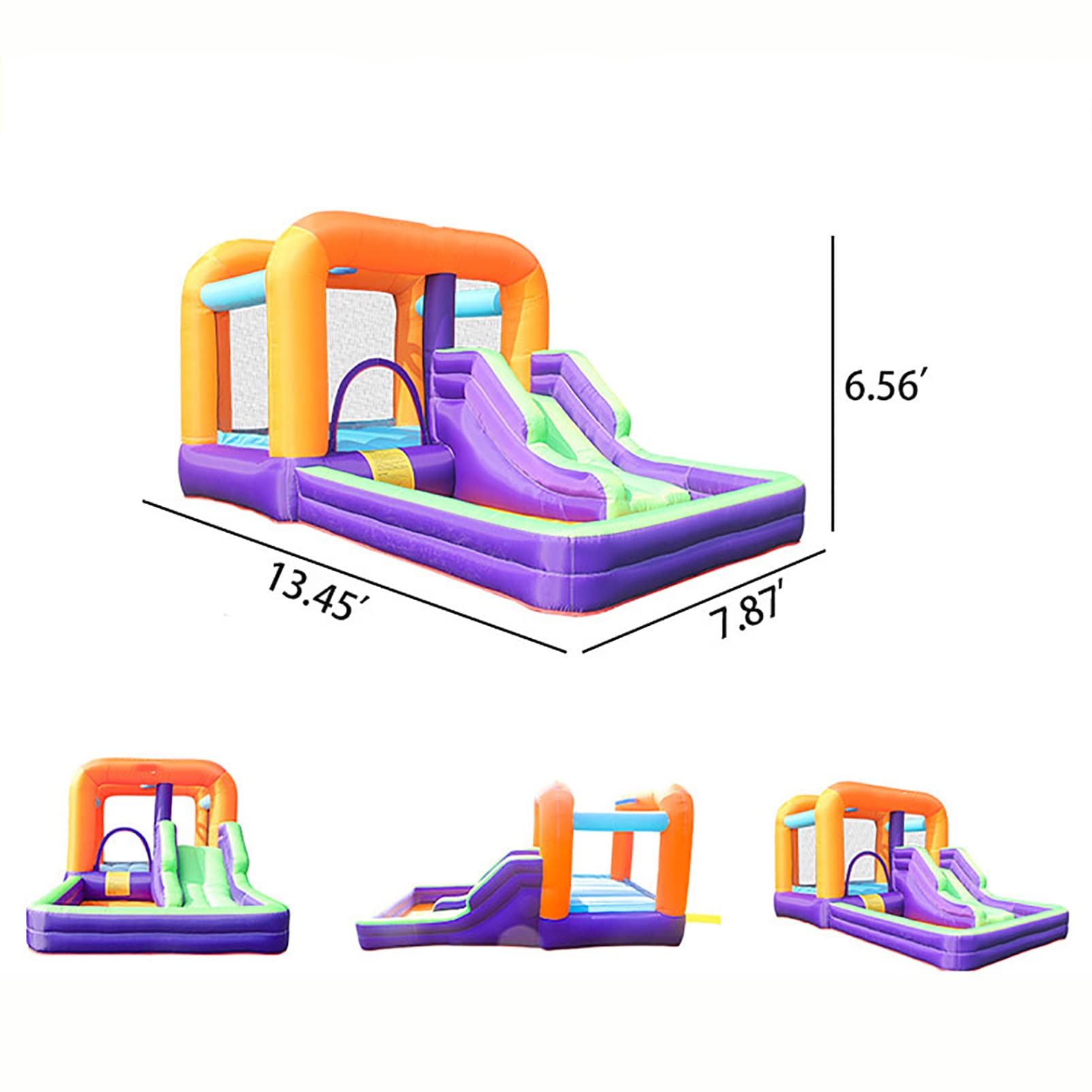 Castillo hinchable, Castillo inflable 4 en 1 con tobogán, parche y estacas