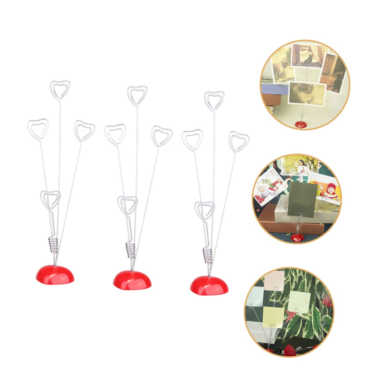 Clip para Notas de Mesa Ranura Porta Tarjetas de 3 Piezas Forma de Corazón para Organización y Estilo