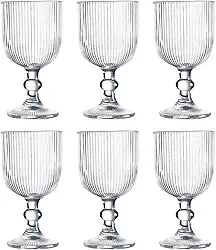 Jogo com 6 Taças de Vidro Canelado 380ml Design Elegante e Resistente Ideal para Suco Água Refrigerante Drinks e Café Transparente para Cozinha Bar e Restaurante