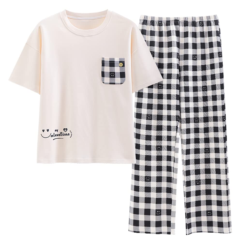 Ensemble de pyjama deux pièces pour femme - Pyjama assorti à manches courtes et bas à jambes larges avec poches