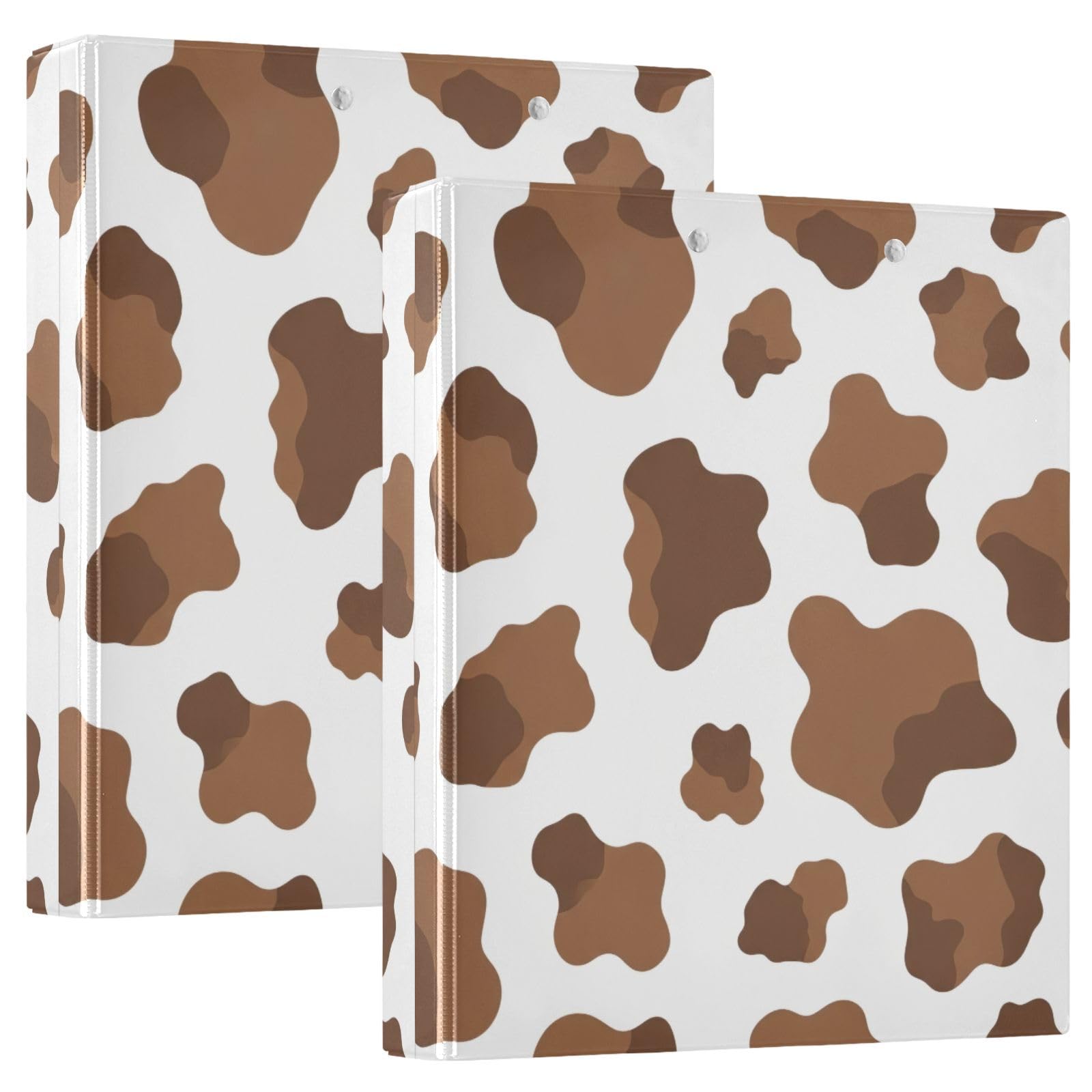 Raccoglitore a tre anelli con stampa di mucca, 3,8 cm, flessibile, confezione da 2