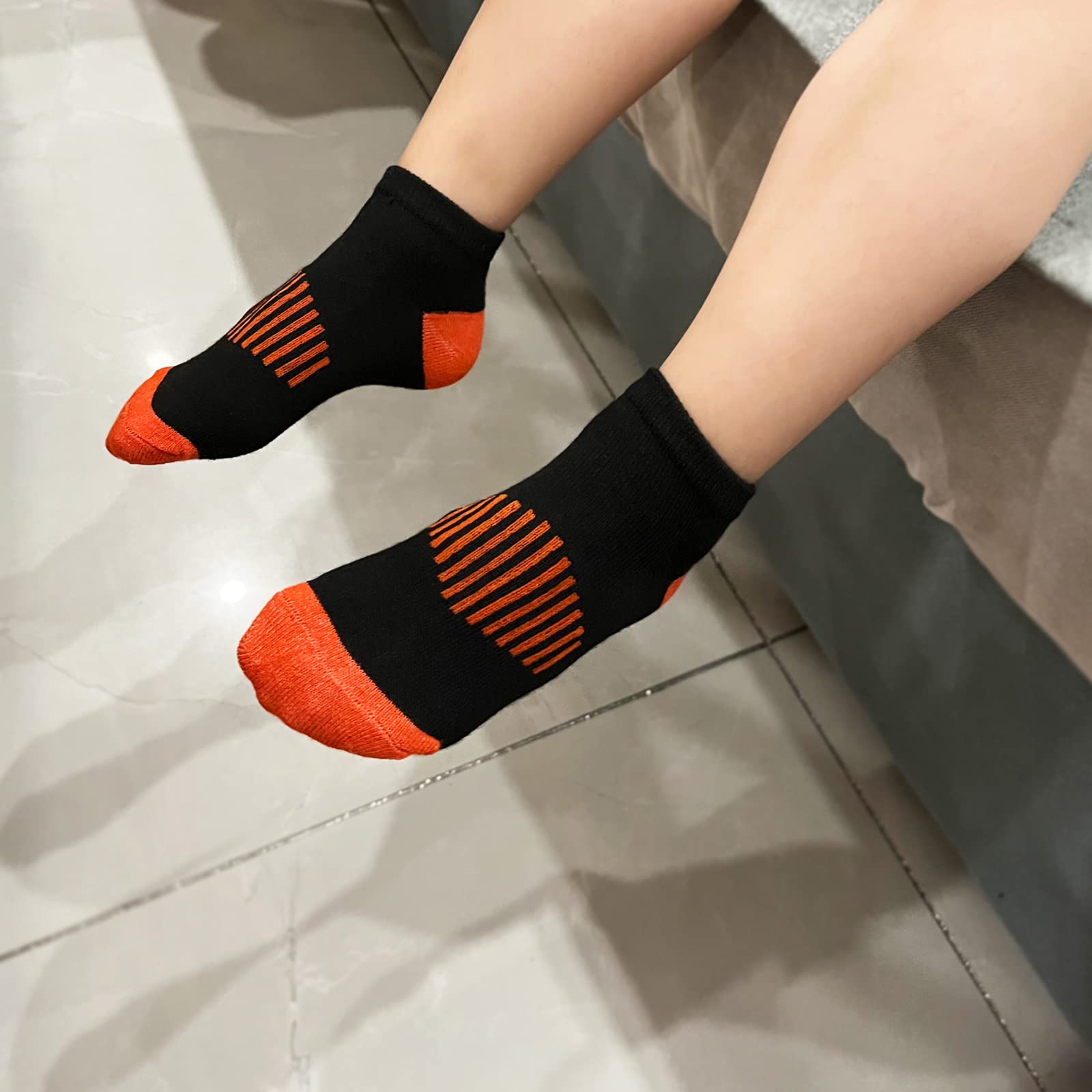 12 pares de calcetines deportivos de algodón para niños, medio acolchado, corte bajo