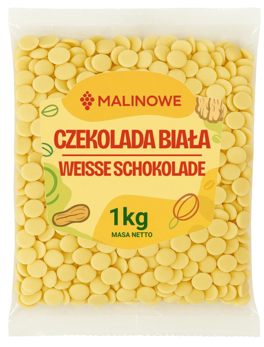 Czekolada Biała Malinowa Pastylki 1kg Deserowa Premium