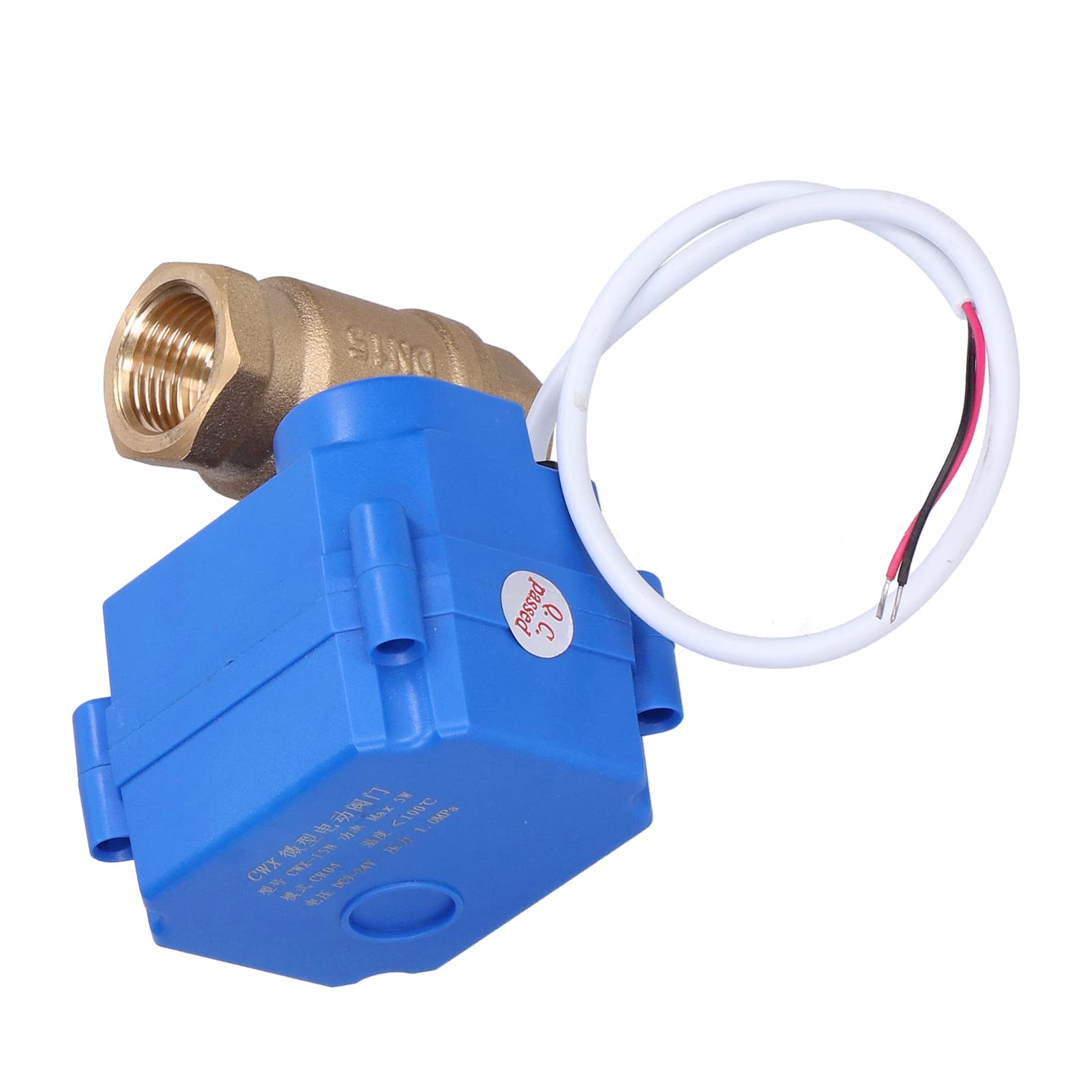aqxreight Valvola Motorizzata Ottone 1/2 Pollice DC9-24V 2 Fili per | DN15 CWX-15N-CR04, 3-5s, 100°C Heat, Industrial Residential Use