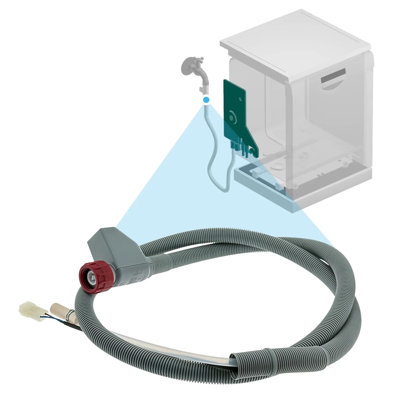 Compatible con manguera de entrada Electrolux Aquastop de 1,8 m | Válvula de seguridad 1ES-L, protección contra fugas, paquete de 1