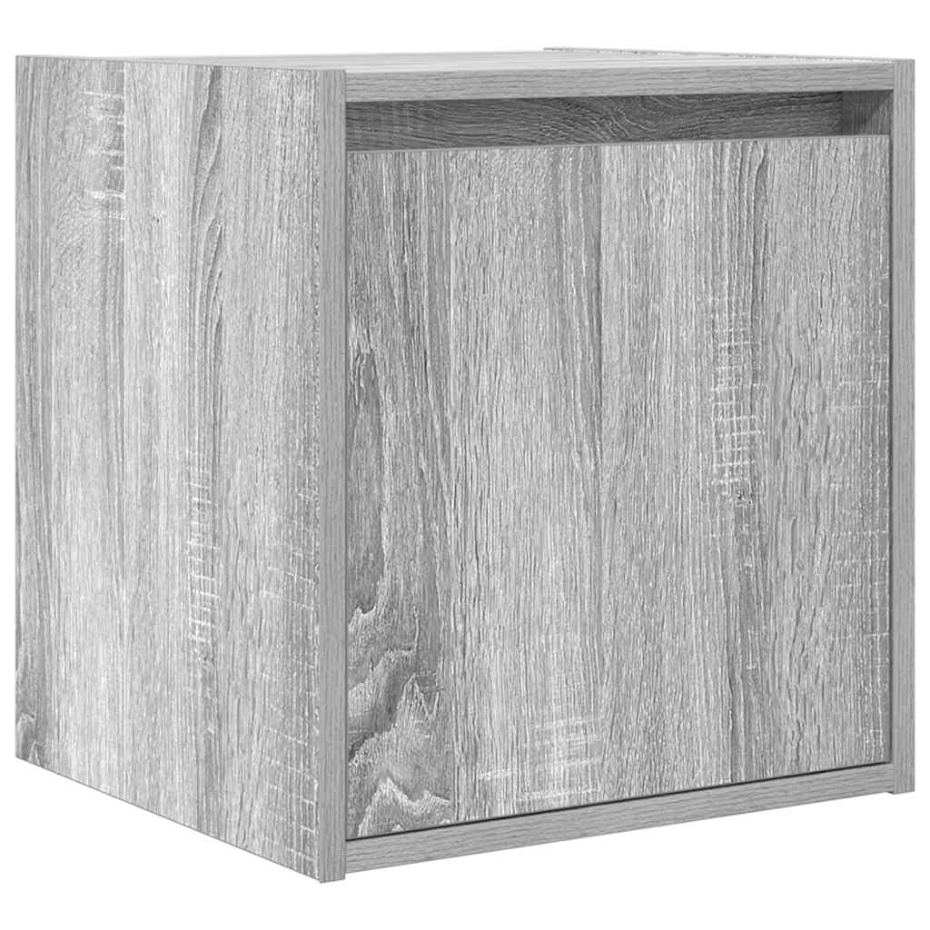 Table de chevet murale bois gris et sonoma 38x34x40 cm avec porte