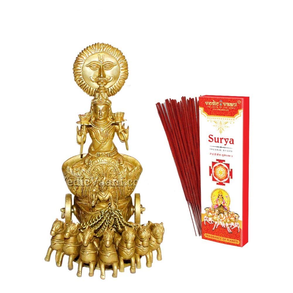 Vedic Vaani Surya Dev Idol with Surya Incense Sticks (Pack of 2