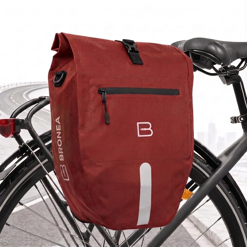 Bronea Gepäckträgertasche für Fahrrad Rot, Groß 28 Liter