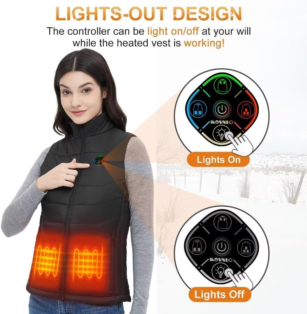 KOVNLO Heated Vest Women, Electric Warming Heated Jackets, (Battery Pack Not Included) Smart Controller With Lights-out - Image 3