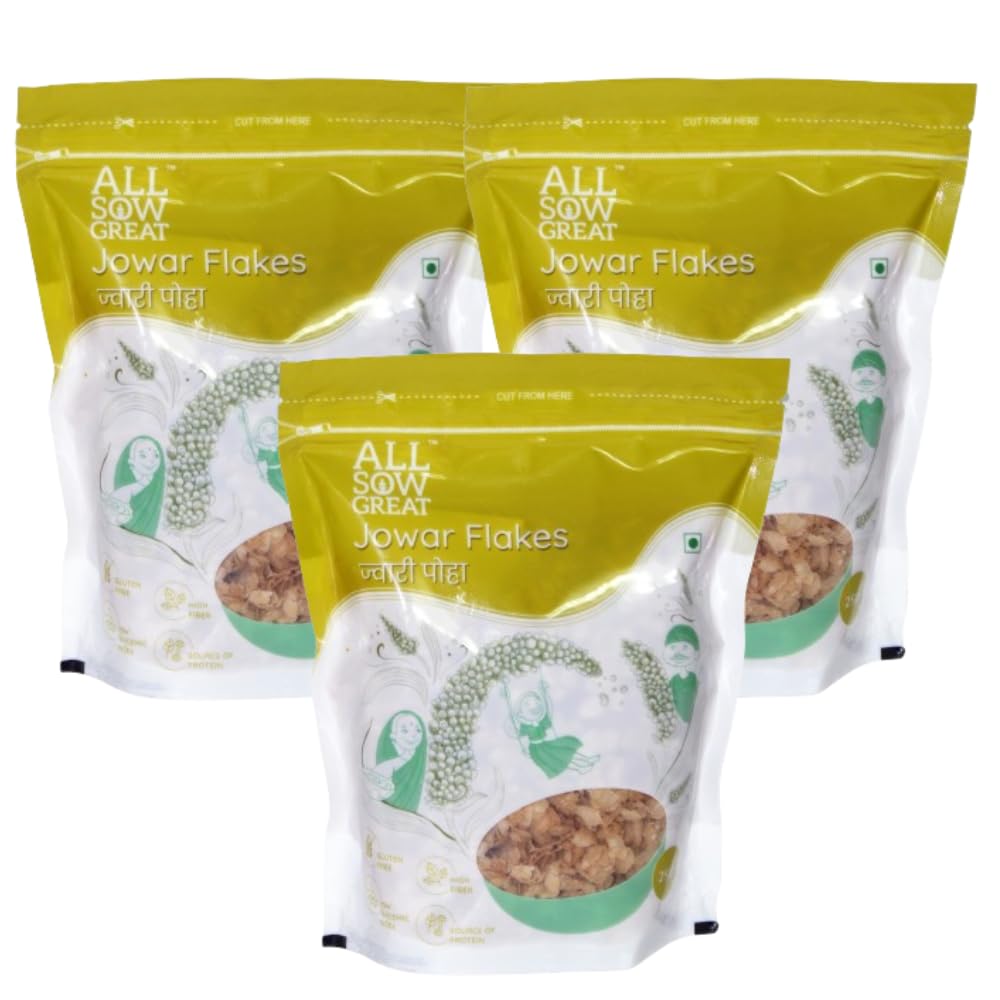 All Sow Great Jowar Flakes Poha | Plain Jowar Poha Millet Flakes for Healthy Breakfast | Rich in Fiber & Protein | Gluten Free Millet Cereal Flakes for Diet Food Jowar Sorghum Flakes (Pack of 3) (B0C3W7YB6H) Amazon Price History, Amazon Price Tracker