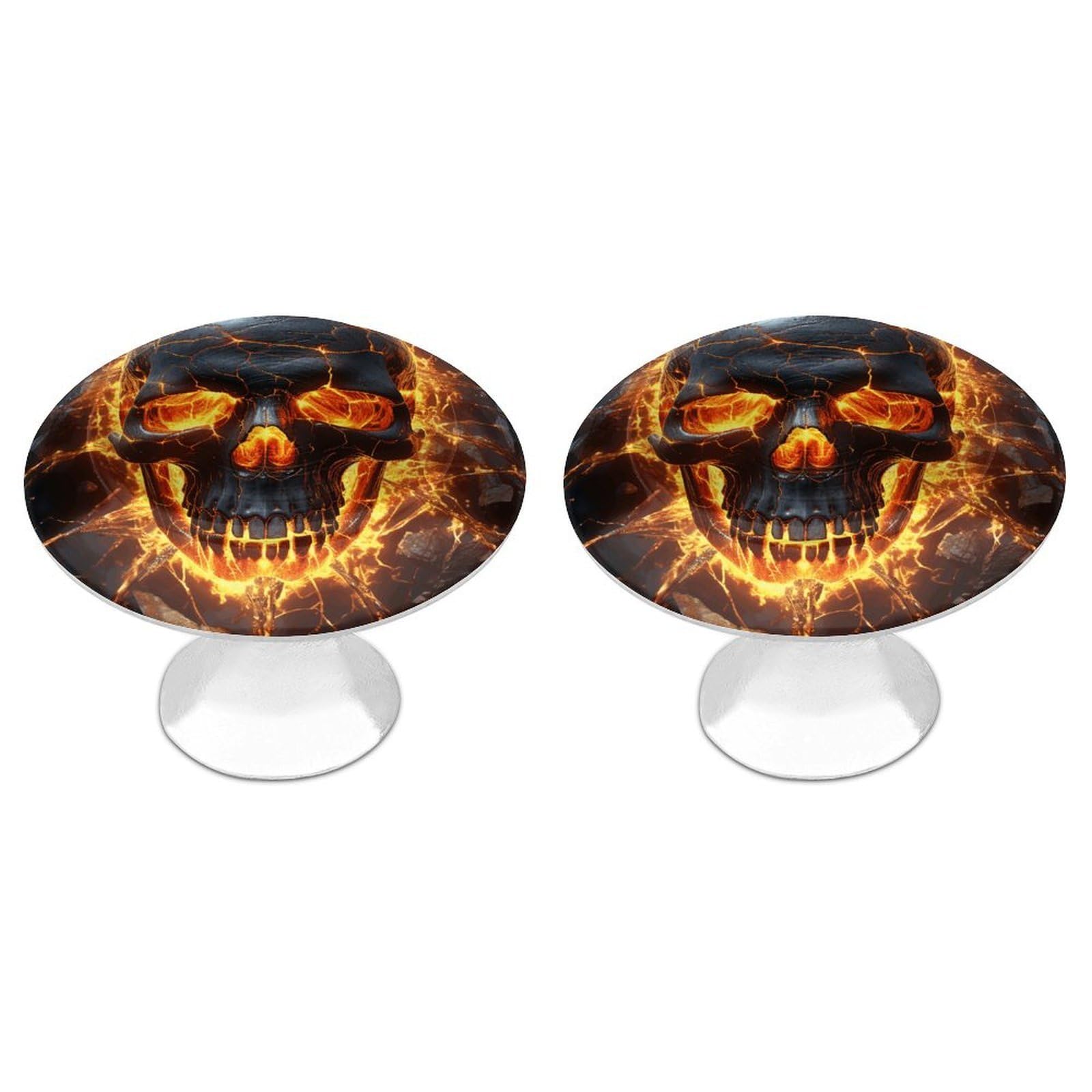 DWVTSLH Shattering of Skull Cabinet Handles 2 Pack Stainless Steel Kitchen Drawer Pulls with Installation Screws Round Dresser Drawer Knobs 1.1 Inch Modern Cabinet Hardware Door Handles