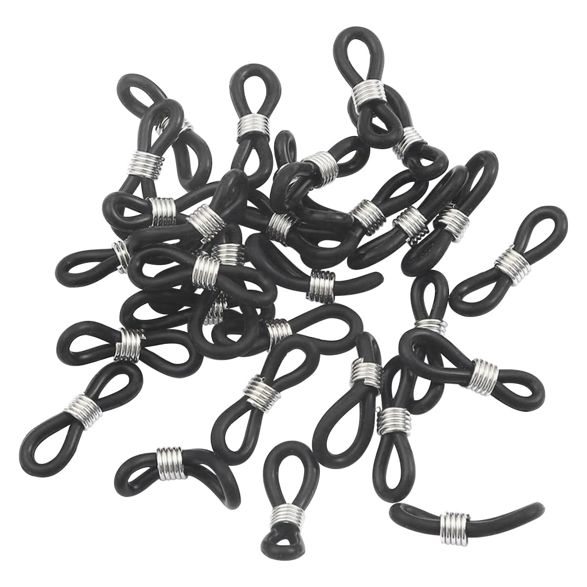 ECYC Ltd 20 Pieces Eyeglass Chain Ends Adjustable Rubber, Eyeglasses Strap Holder Rubber Loops Adjustable Rubber Ends Connectors Eye Glasses Anti Slip Chain Ends for Eye Glasses Sunglasses Chain Strap
