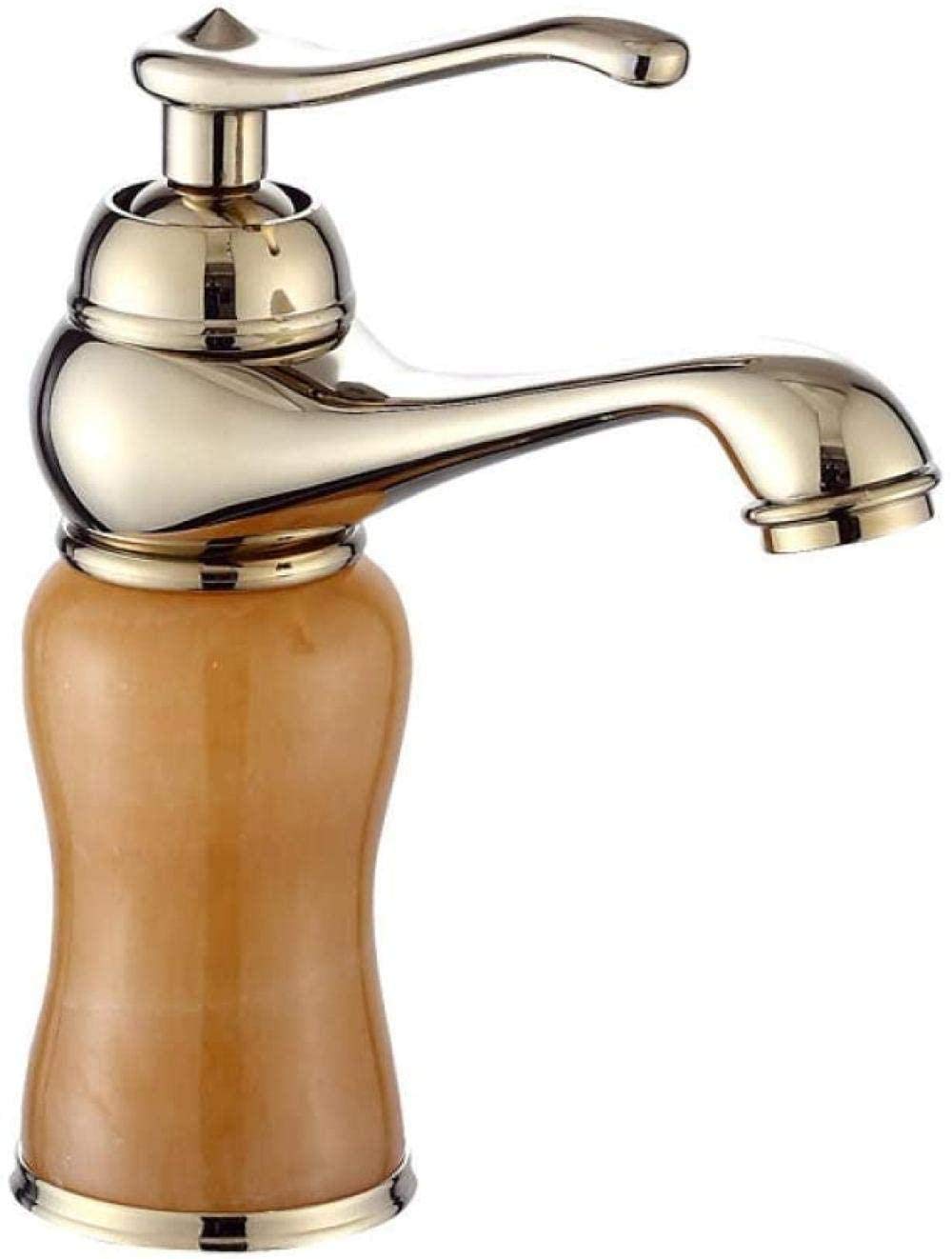 Robinet de cuisine et bassin en bronze or antique et vrai jade
