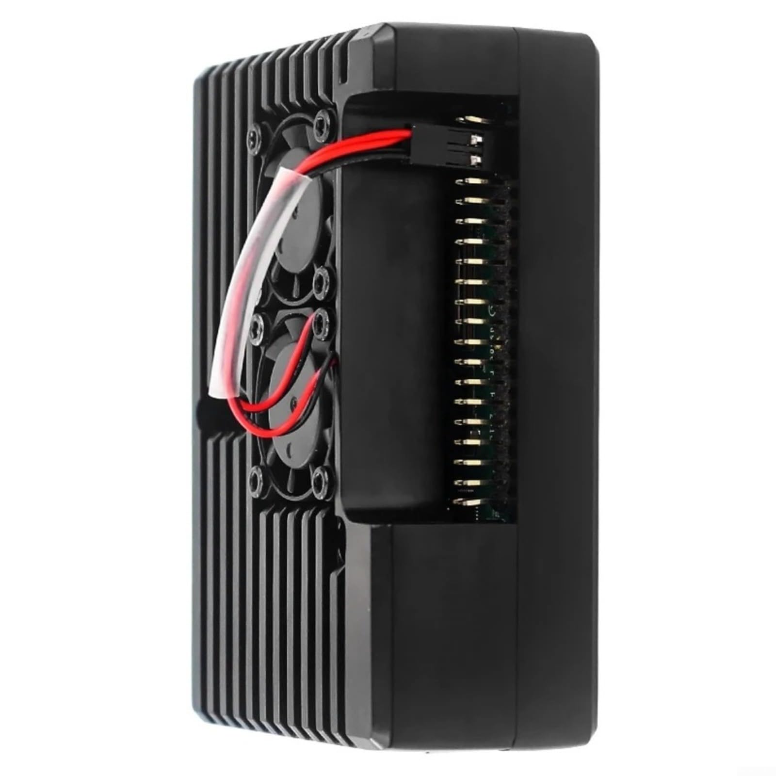 für Raspberry Pi 4 Gehuse Aluminium, Dual Fan Leise Kühlung, Schutzcase mit Wrmeleitpad, Offenes Design für WLAN, Schwarz