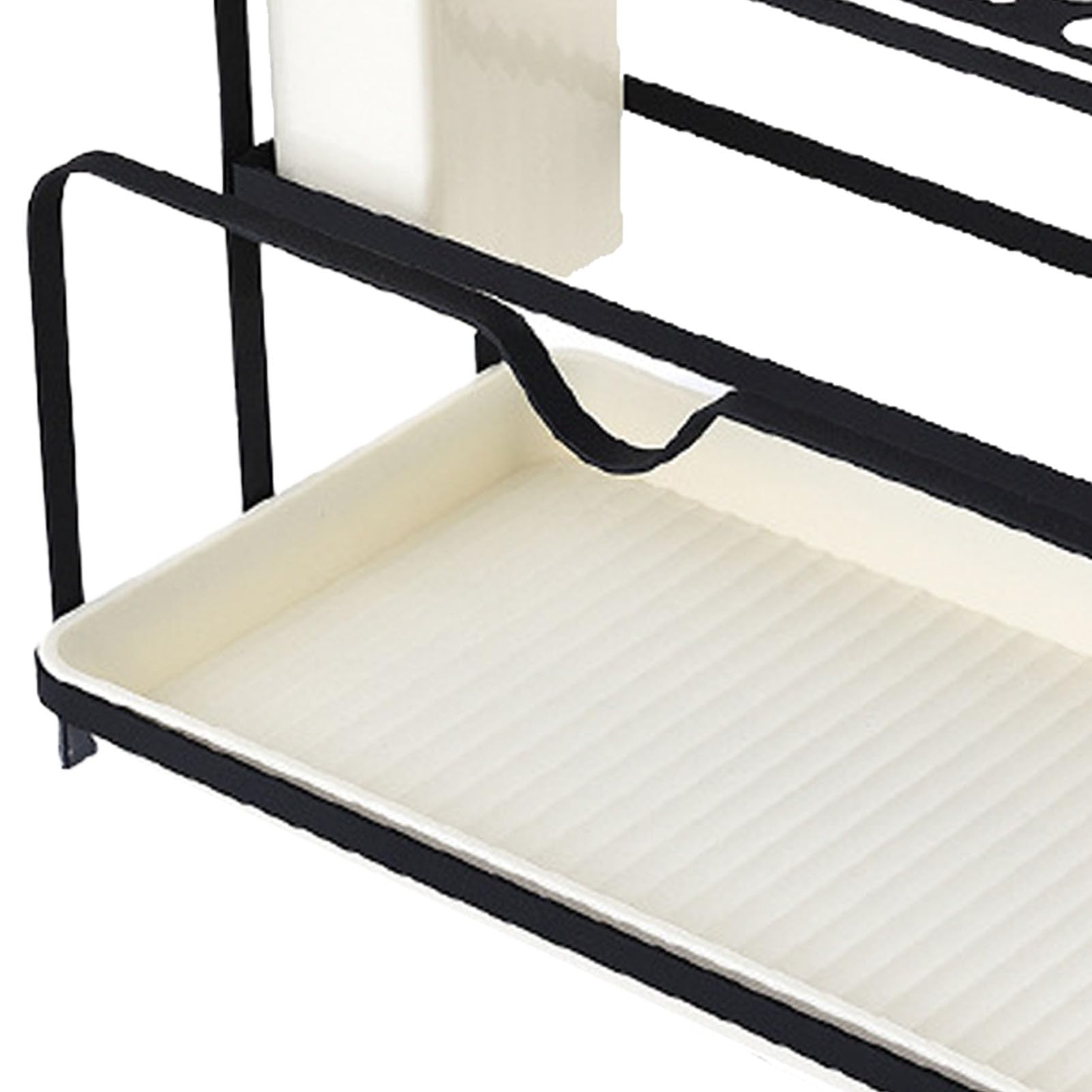 Porte - Baguettes Égouttoir, Support D'ustensiles De Cuisine Multifonctionnel En Acier Carbone Et PP Avec Bac De Récupération, Organisez Baguettes Cuillères Fourchettes Pour Maison (Noire)