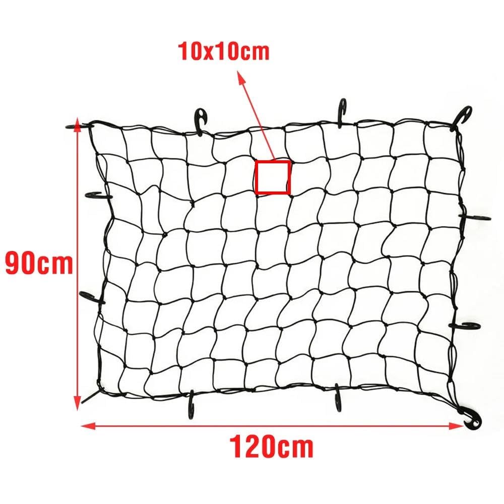 Porte-Bagages Barres Toit 120x90cm 4X4 SUV Pick-up Voiture Toit Porte-Bagages Boîte Chargement Filet Panier Devoir Élastique Toit Maille Bagages Stockage Transporteur Camion Voiture Galerie De Toit