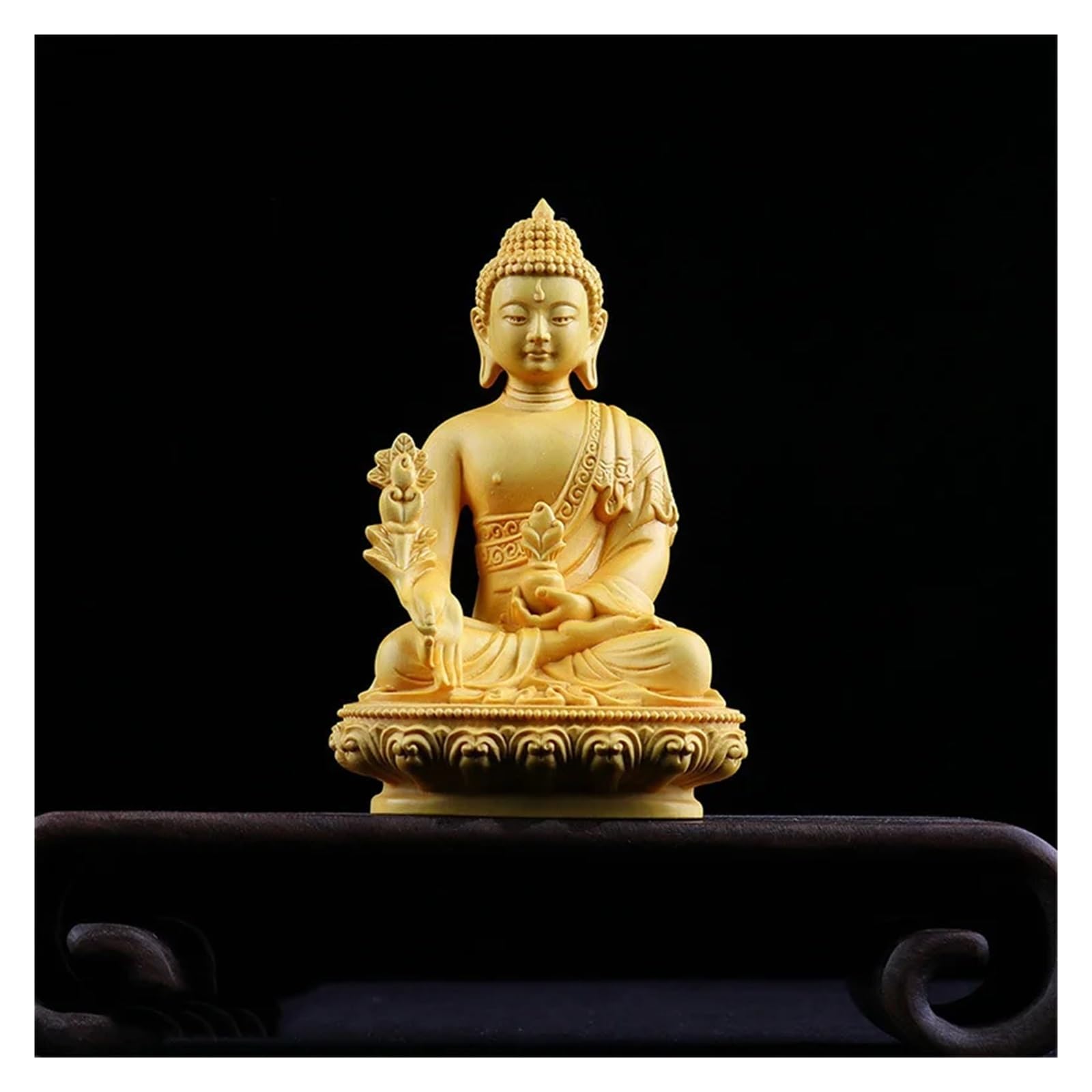 SAMCIOI Desktop Figurines Solid Wood Buddha Statue Suitable For Home Office Feng Shui Office Decorations