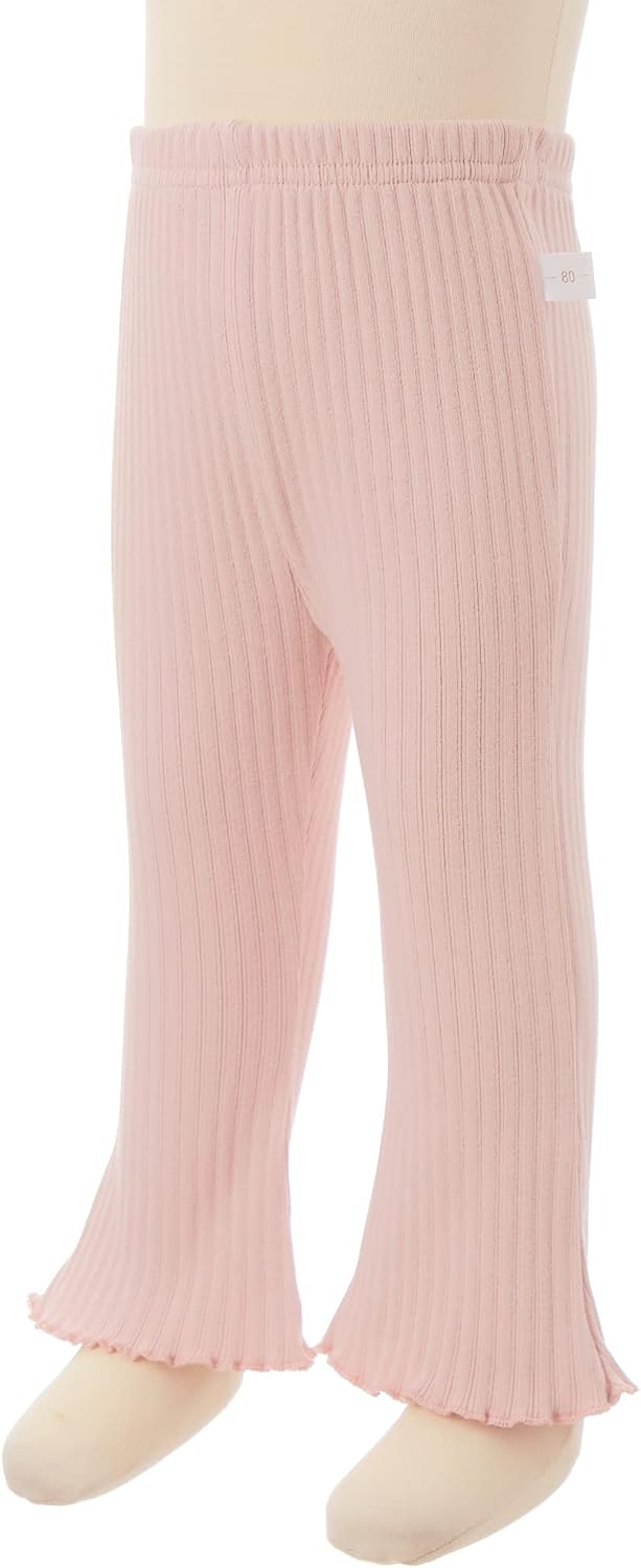 Alvivi Infant Baby Girls Ribbed Flared Pants High Waist Solid Color Stretchy Bell-Bottomed Pants Leggings