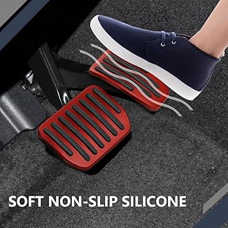 ASUBHA Aluminum Car Accelerator Pedal Covers, Foot Pedal Pads, Non-Slip Accelerator Brake Foot Rest Pedal Extenders, Brake Accelerator Pedal Covers Aluminum Car Accessories for Model 3/Y (Red)
