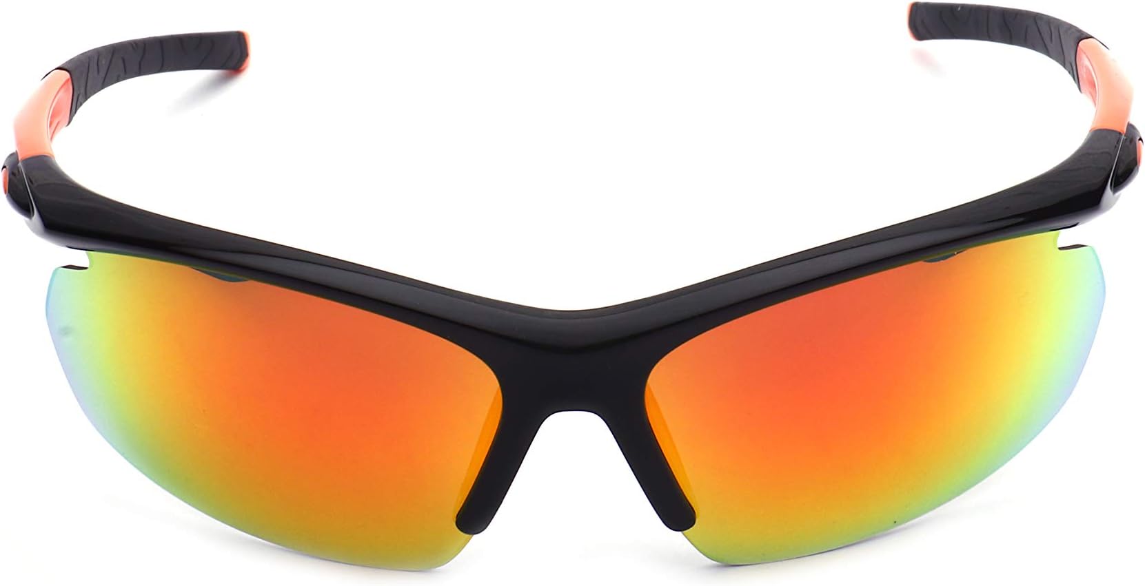 Ukrit UV Protected Polarised Sports Unisex Sunglasses (Black/Orange Frame and Aqua Precision Red Mirror Lens)
