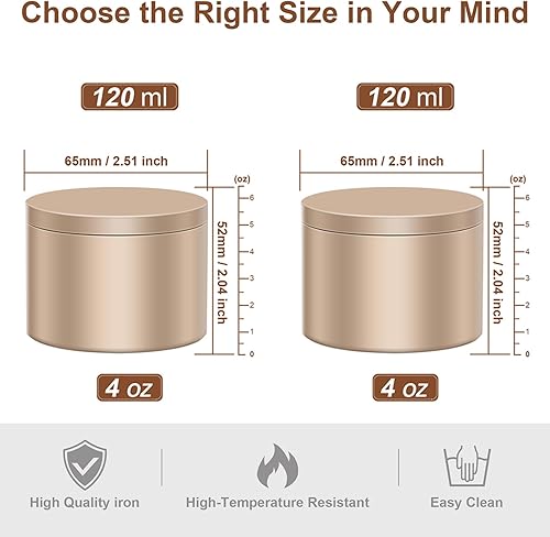Miniatura 2 de AOSWELE 24 latas doradas de 4 onzas a granel, tarros de lata vacías de primera calidad de 4 onzas, recipiente de lata de vela mate, lata de vela,