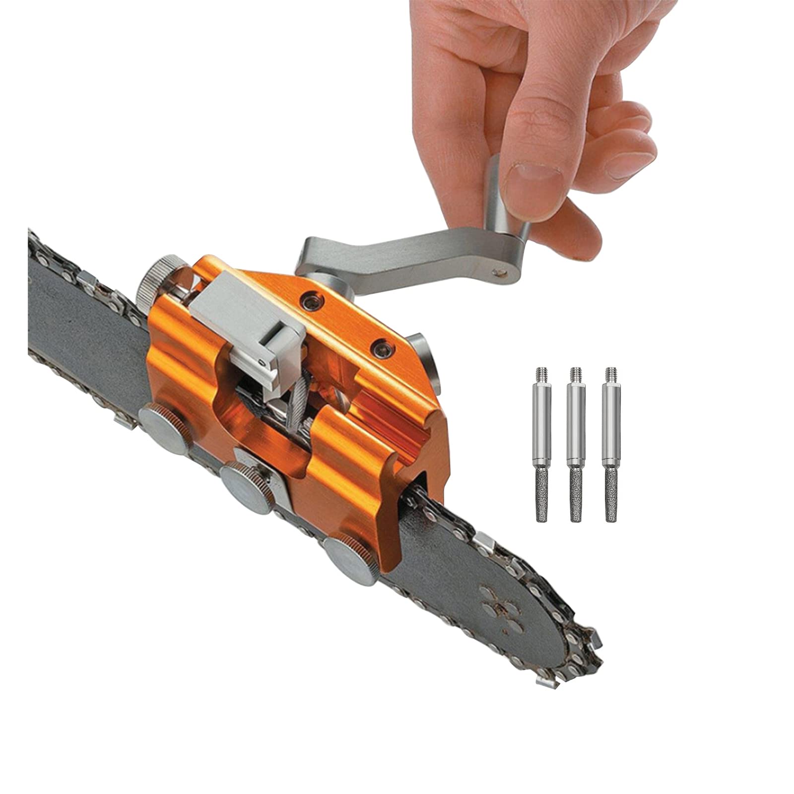 Affilacatene per Motoseghe, Kit per Affilare Catene per Motoseghe Portatile con 3 Punte per Smerigliatura, Strumento per Affilare Motoseghe a Mano per Tutti i Tipi di Motoseghe