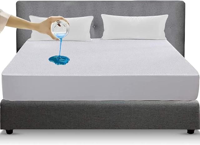 100% Cotton Terry Towel Waterproof Fitted Bed Sheet Mattress Protectors Topper Cover Breathable Super Absorbent Stain Proof Non-Allergenic & Non-Noisy (Single (90 x 190 cm))