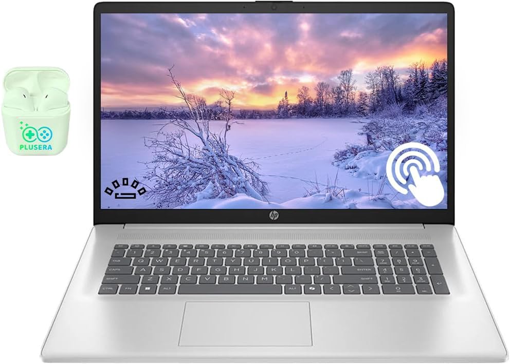 HP 17.3” Touchscreen Business Laptop & Student Computer, 32GB RAM 1TB SSD, 12-Cores Intel Ultra 7, Windows 11, Backlit Keyboard, PLUSERA Earphones,