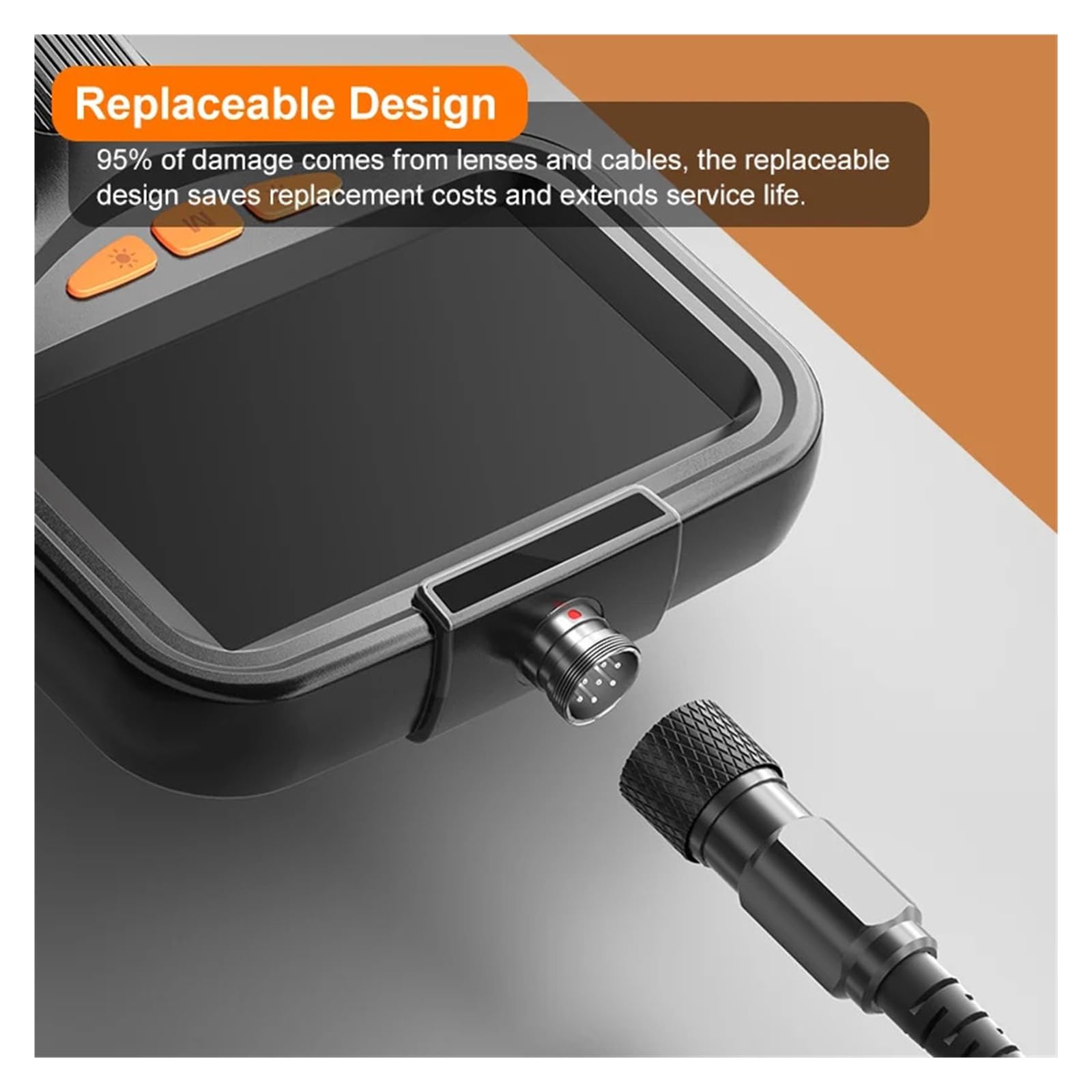 Telecamera for endoscopio portatile, cavo rigido con schermo da 4,3 pollici HD1080P 8MM/5,5MM del tubo con lente laterale anteriore Alta risoluzione(8MM Front Camera,15m)