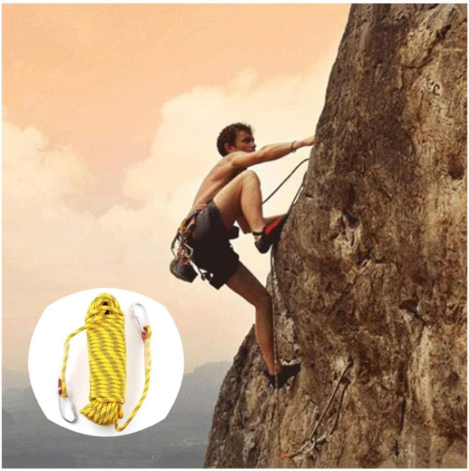 Amazon.co.jp 多用途ロープ 10mmクライミングロープ、緊急脱出ロープ、家族懸垂下降ロープ、マグネットフィッシング、登山アドベンチャーロープ、キャンプレスキュー、2カラビナ付き