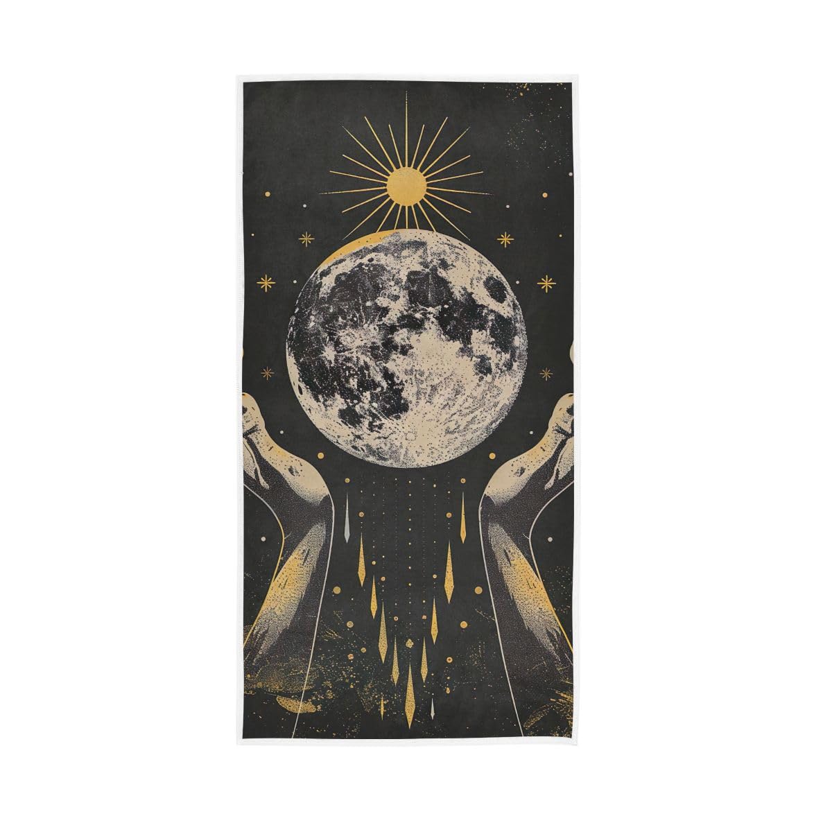 LSRCPD Hands Holding Moon Hand Towels, 15 x 30 Inches, Soft Highly Absorbent Towels for Bathroom Gym Hotel