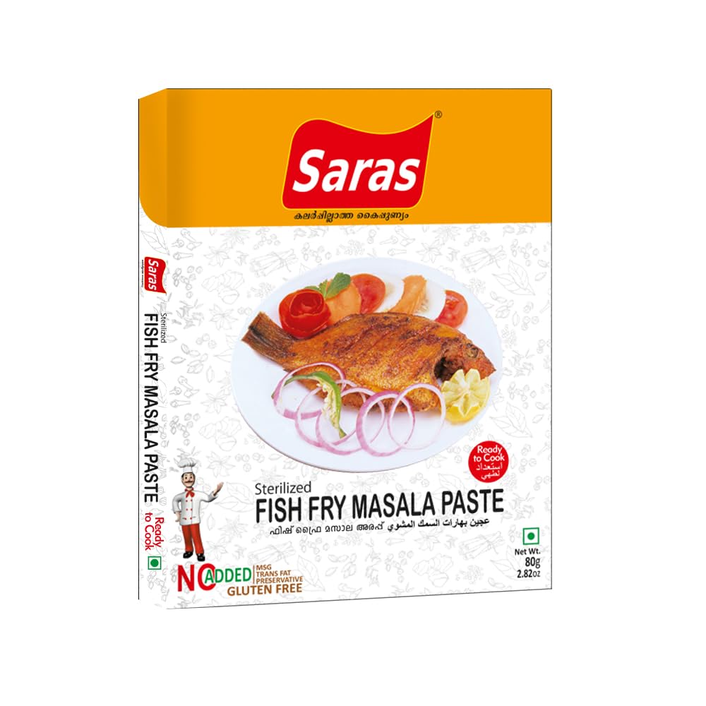 Saras Fish Fry Paste 80 g (Pack of 2,80 g each) - Ready to cook paste,Instant Fish Fry Masala