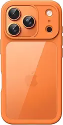 JETech Capa para iPhone 17 Pro Max 6,9 Polegadas, Case Protetora de Telefone à Prova de Choque, Estrutura de TPU Fosco de Cor Sólida, Parte Traseira Transparente Anti-Riscos (Laranja)