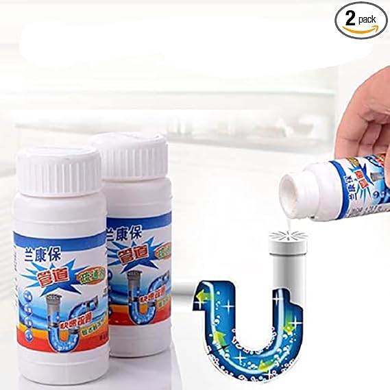 200 Gram Drain Blockages Openers Cleaner Powder Removes Clogs From Washbasin, Septic Tank, Sinks, Pipes Toilet No manual hassle required Automatic