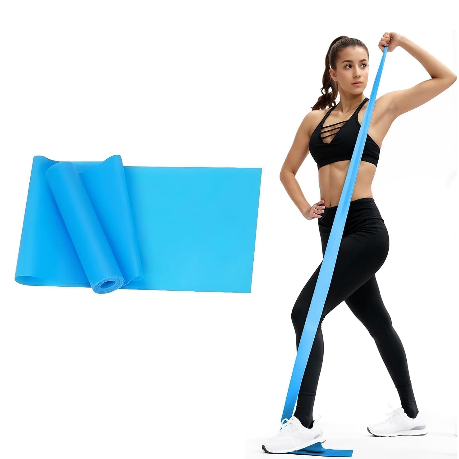 1 Pack Resistance Bands for Women & Men, Strength Training, Yoga & Home Workouts, Latex-Free Elastic Exercise Bands in 6 Colors (Blue)