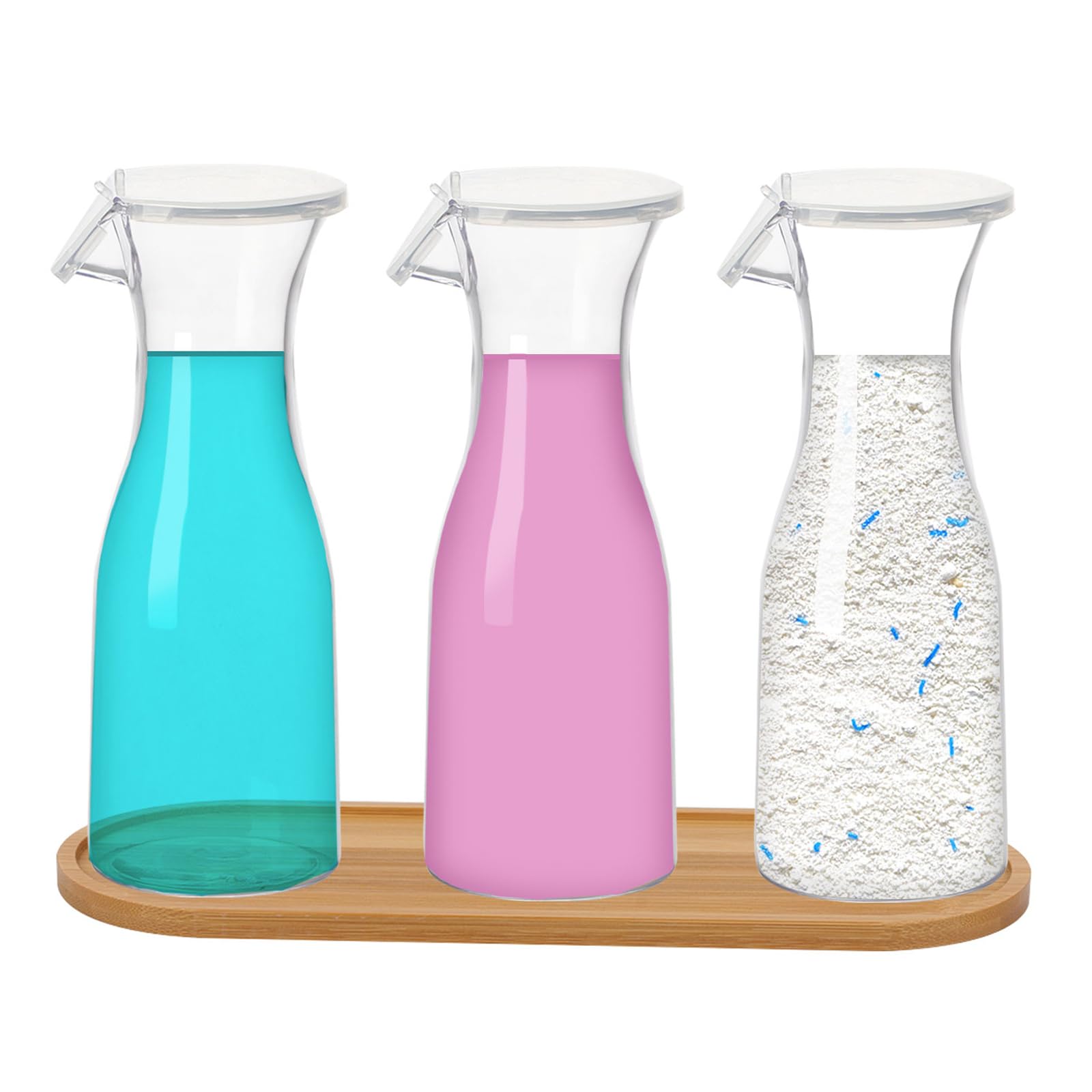 3 Pezzi Contenitore per Detersivo, Dispenser Detersivo Lavatrice 1,5L, Contenitore Detersivo Polvere Plastica PET, Scatola Trasparente Ammorbidente Detersivo per detersivi liquidi e perle profumate