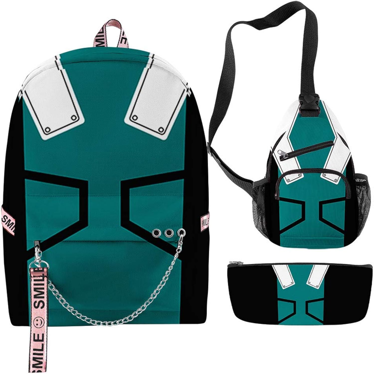 SETHOUS My Hero Academia Backpack Deku Bakugo Backpack + Shoulder Bag