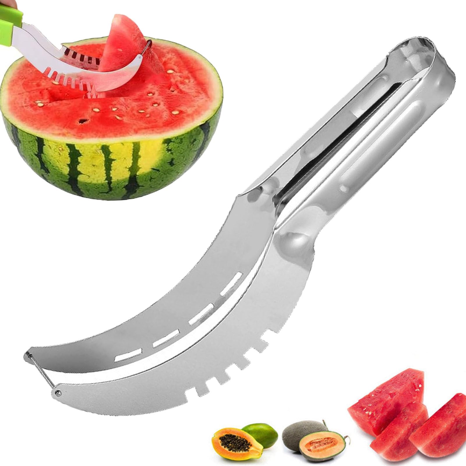 Watermelon Cutter Slicer,Watermelon Cutter,watermelon Cutters,watermelon Cutter Slicer Tool,triple Watermelon Slicer,stainless Steel Watermelon Slicer,creative Watermelon Slicer Cutter,melon Cutter