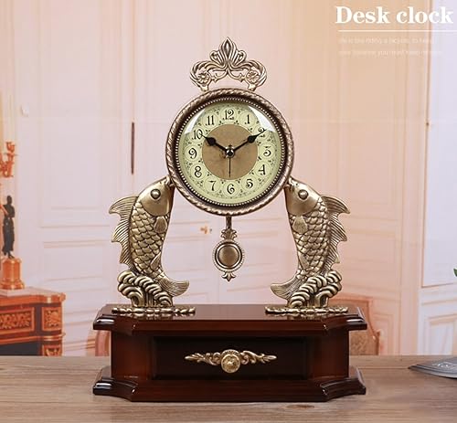 Miniatura 2 de Reloj de escritorio y estante de reloj de reloj vintage Retro Mantel/Mantle ritmo reloj con movimiento de péndulo Material de cobre puro