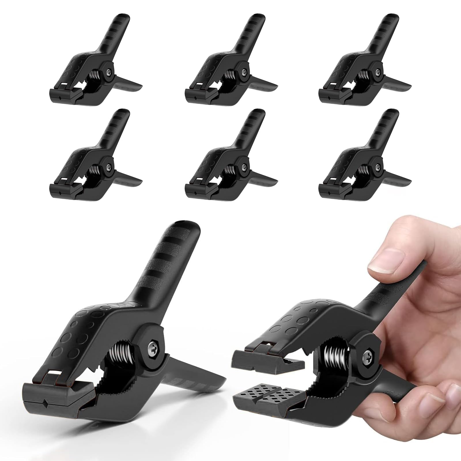EMART 6 Pack Heavy Duty Spring Clamps 4.5 inch Plastic Backdrop Clips Black